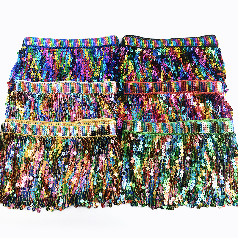 Beaded Trim Fringe - 5/10Yards Sequin Fringe Tassel 16cm Latin