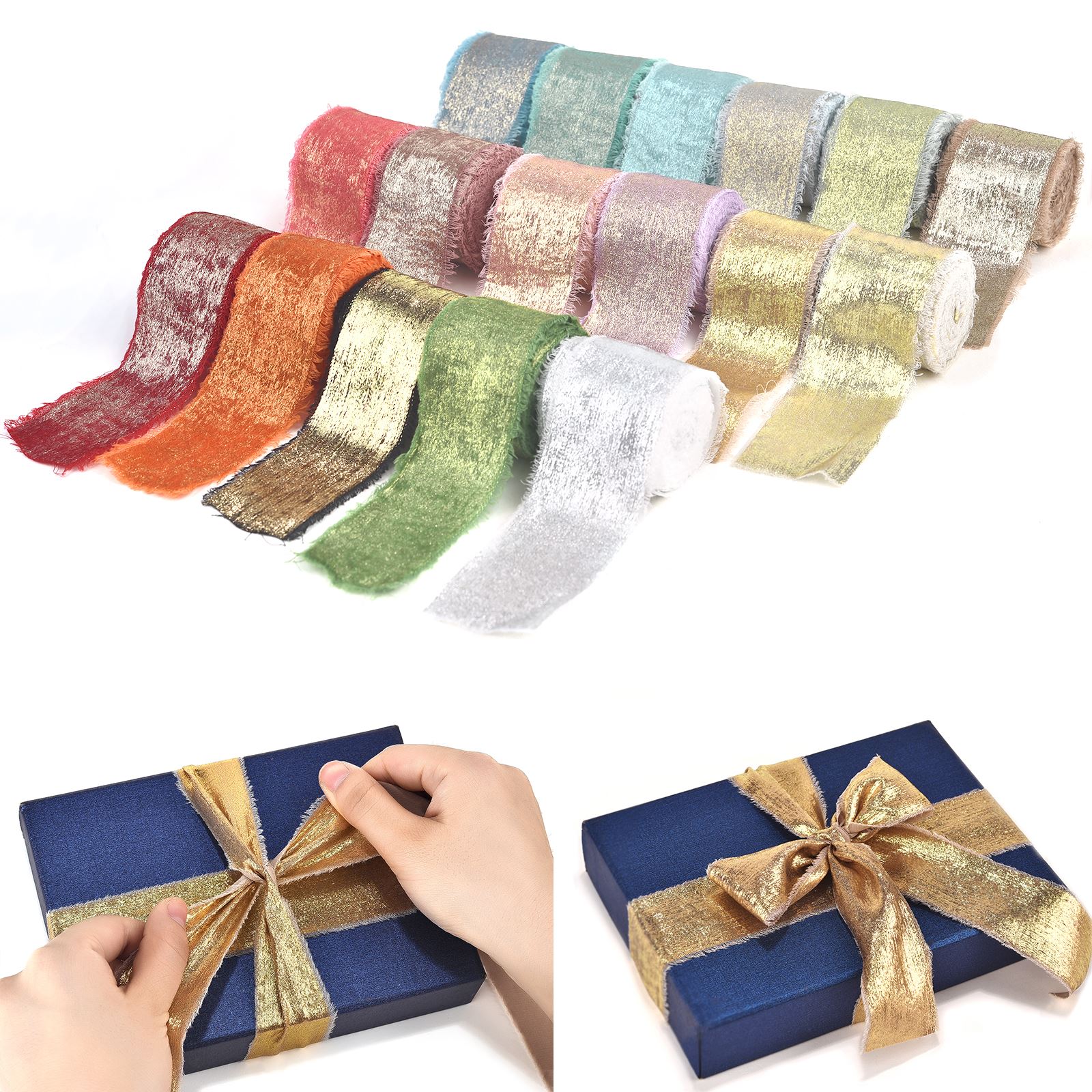 Velvet Ribbon Roll - 5Yards/Roll Hand Torn Rough Edges Velvet