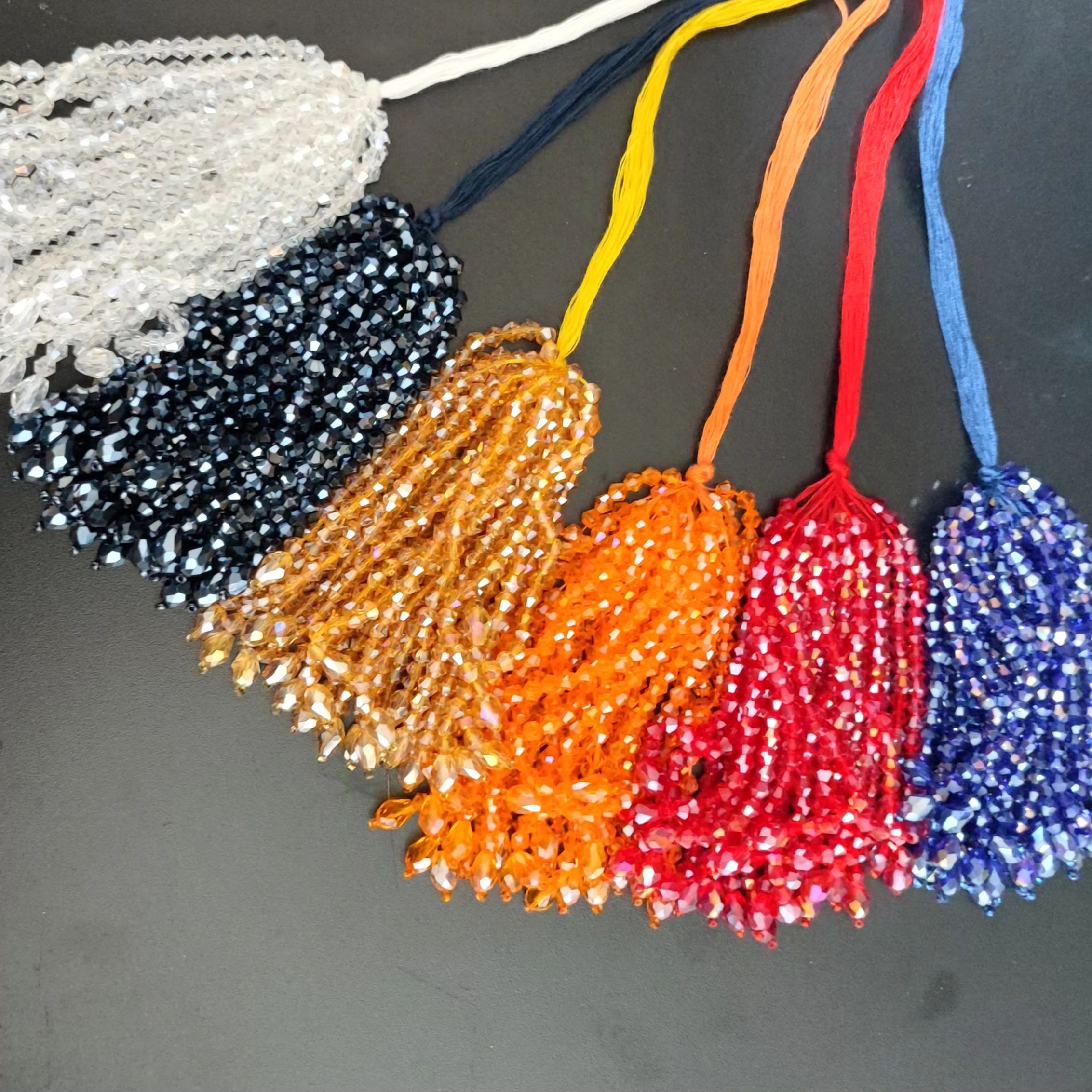 Beaded Trim Fringe - 8.5cm Wide Individual Crystal Beads Beaded
