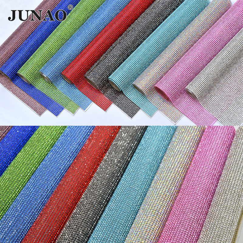 Hotfix Rhinestone Sheet - JUNAO 24x40cm Light Peach Self Adhesive