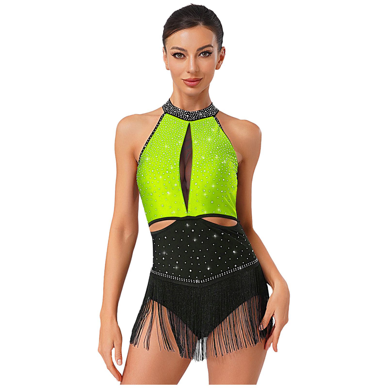 Women Dance Rhythmic Dresses S - Rhinestone Banding Trim recensie en prijs