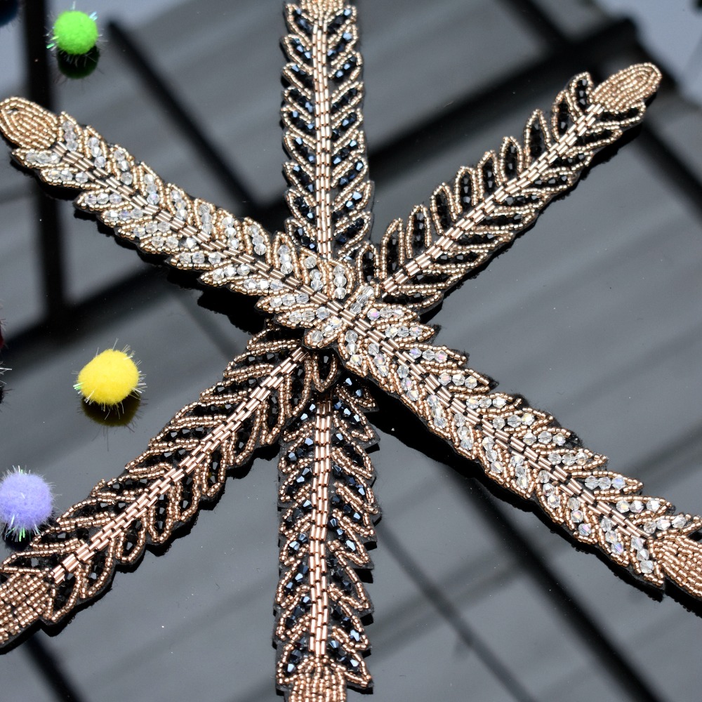 Long leaves leaf handmade appl - Beaded Trim Fringe recensie en prijs