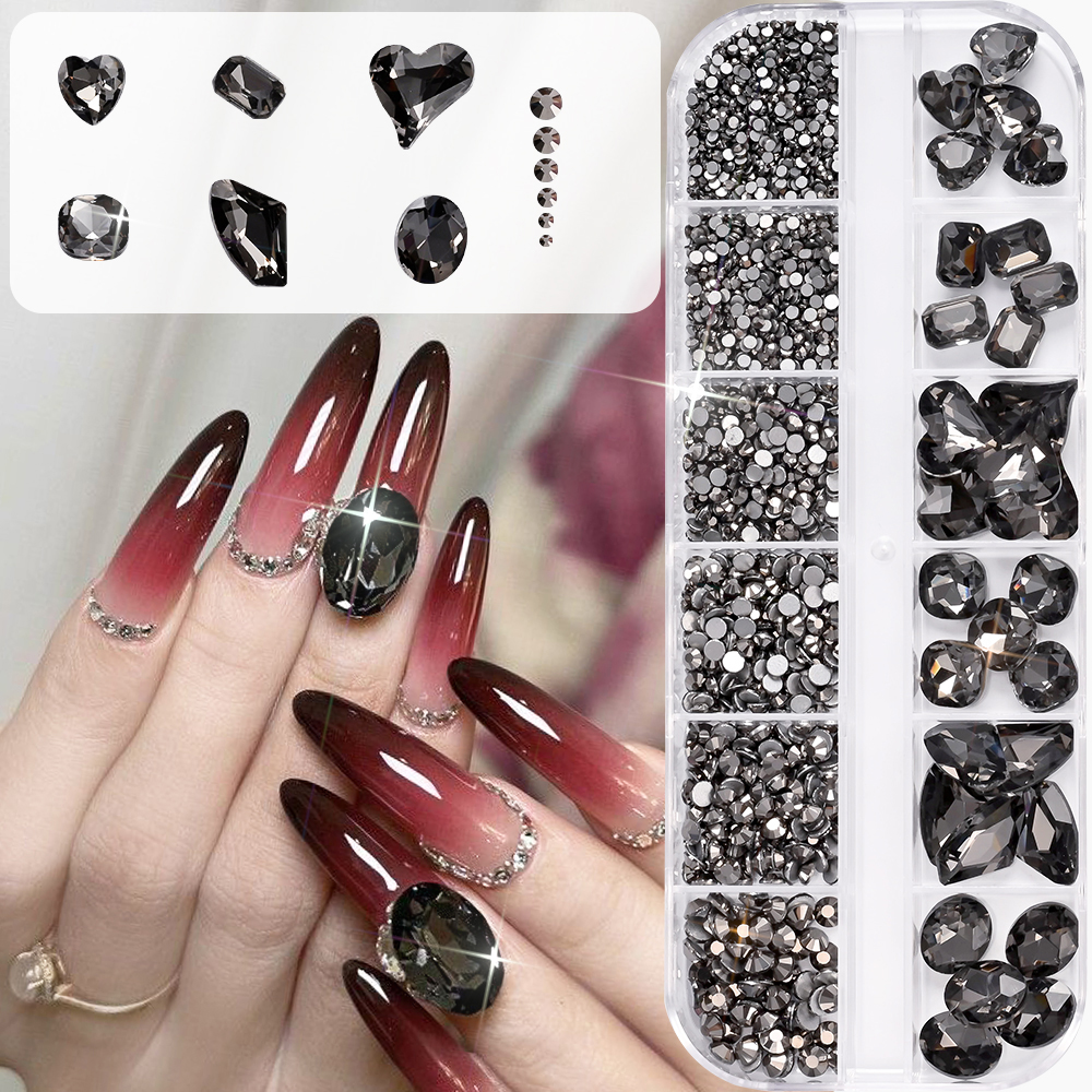 12Grids 3D Black Heart/Square/ - Hotfix Rhinestone Sheet recensie en prijs