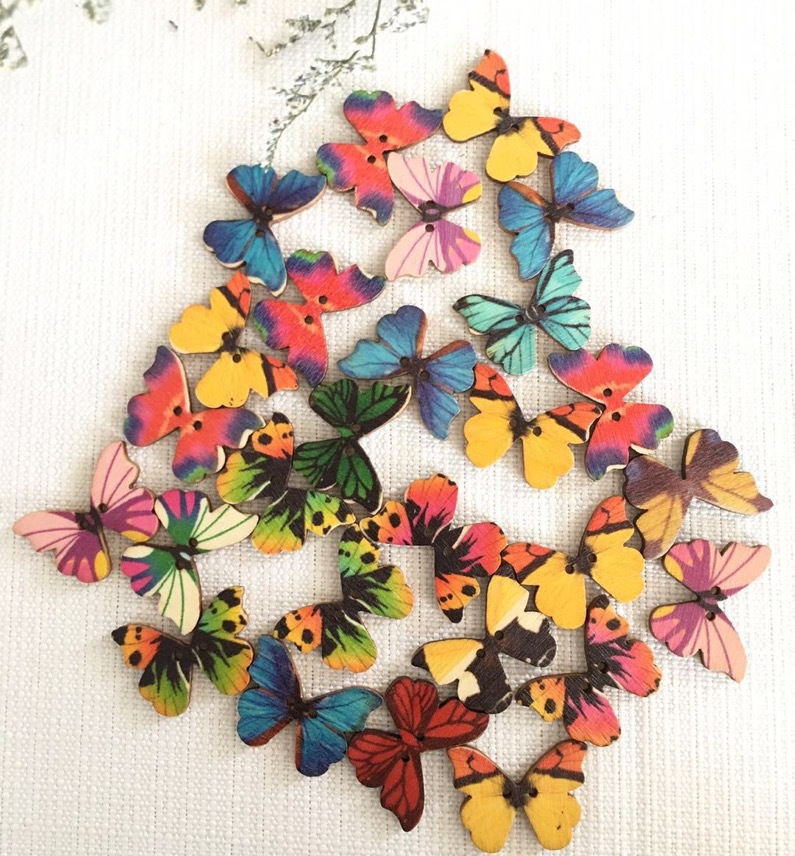 50pcs Butterfly wooden button  - Embellishments For Scrapbooking recensie en prijs
