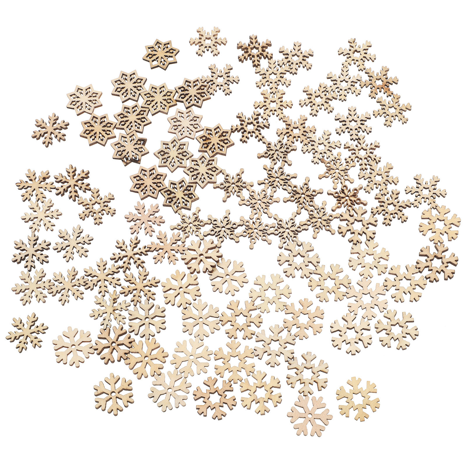 100Pcs Wooden Snowflakes Ornam - Christmas Craft Embellishment recensie en prijs