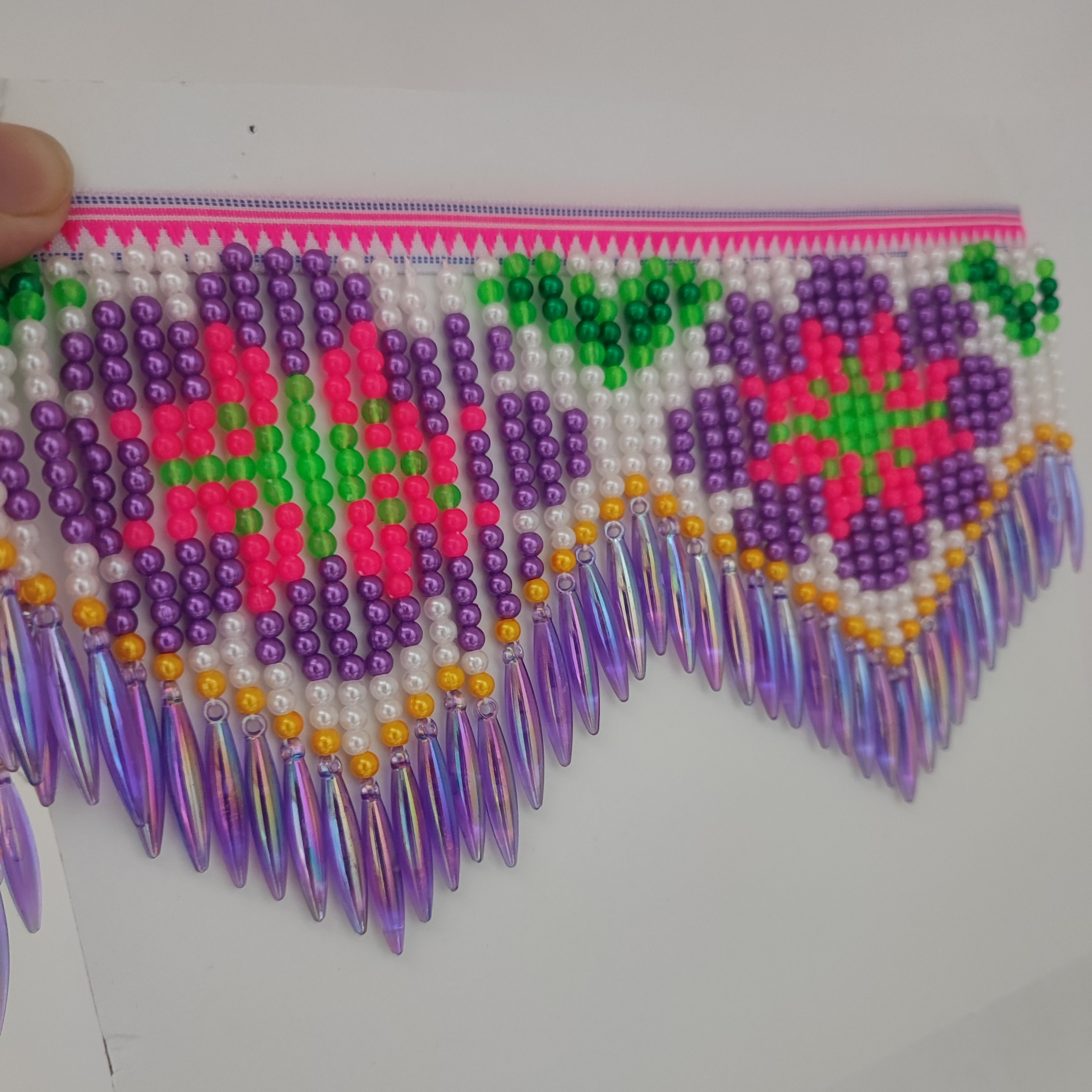 10cm Wide Purple Daisy Pattern - Beaded Trim Fringe recensie en prijs